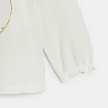 بلوزة بوبلين برسمة ثعلب باللون الأبيض للفتيات الصغيرات